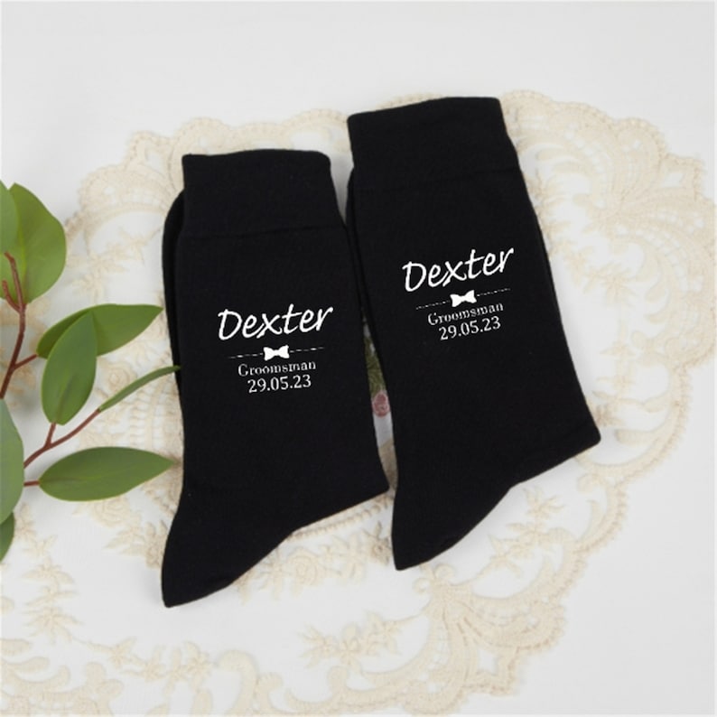 Wedding Party Socks,Groomsmen Gifts,Custom Groomsmen Socks,Personalized Mens Socks,Best Man Socks For Him,Father of the Bride/Groom Socks image 4