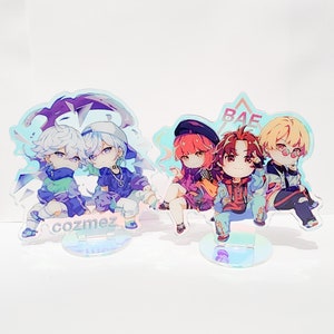 Paradox Live BAE and cozmez rainbow holographic acrylic stands
