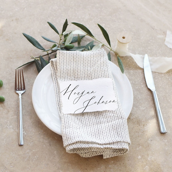table place setting cards template LAUREL - Minimal Wedding Place Cards Template, Elegant Modern Calligraphy Name Cards - Instant Corjl Download, 100% Editable