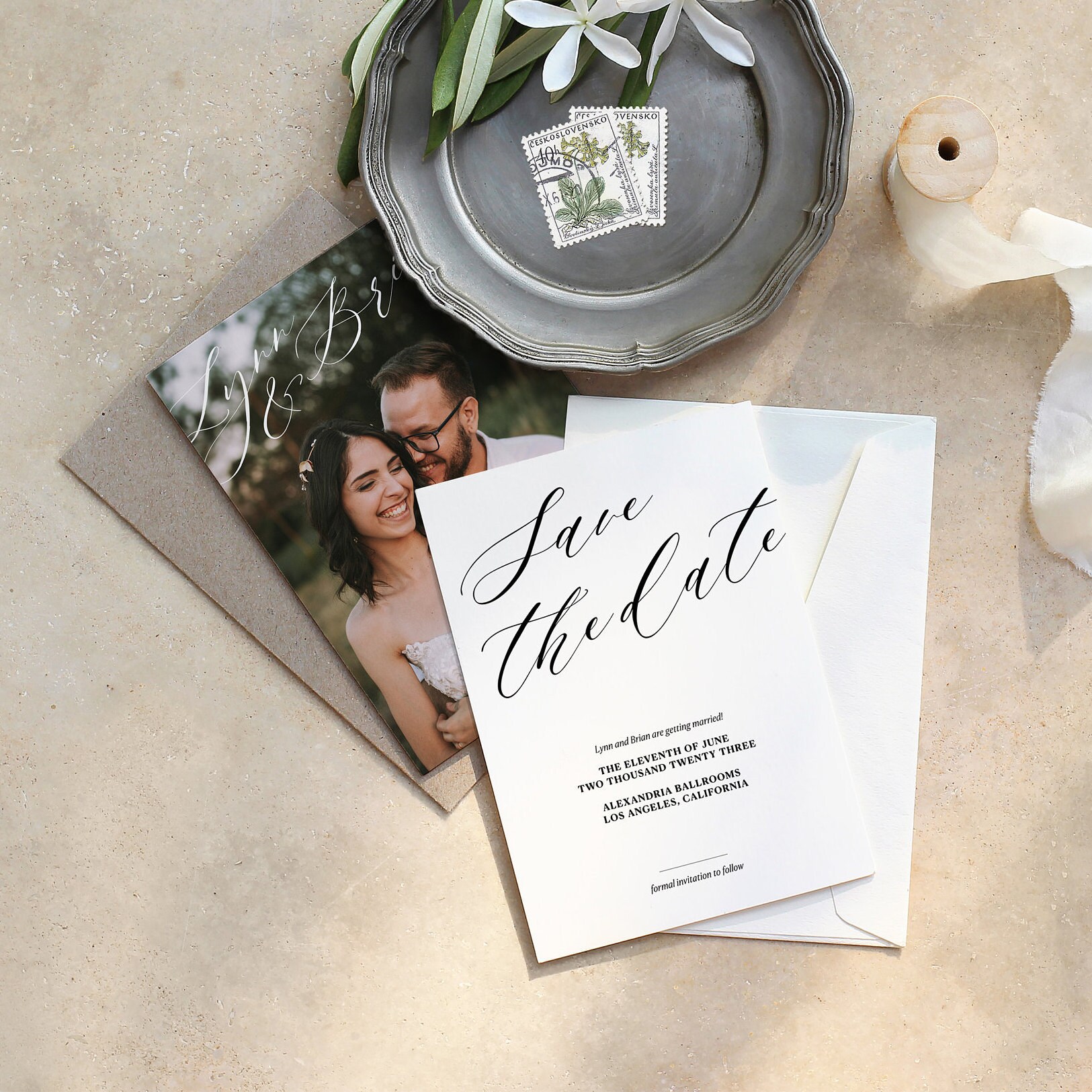 ROSE Minimal Save the Date Invitation Template, Elegant