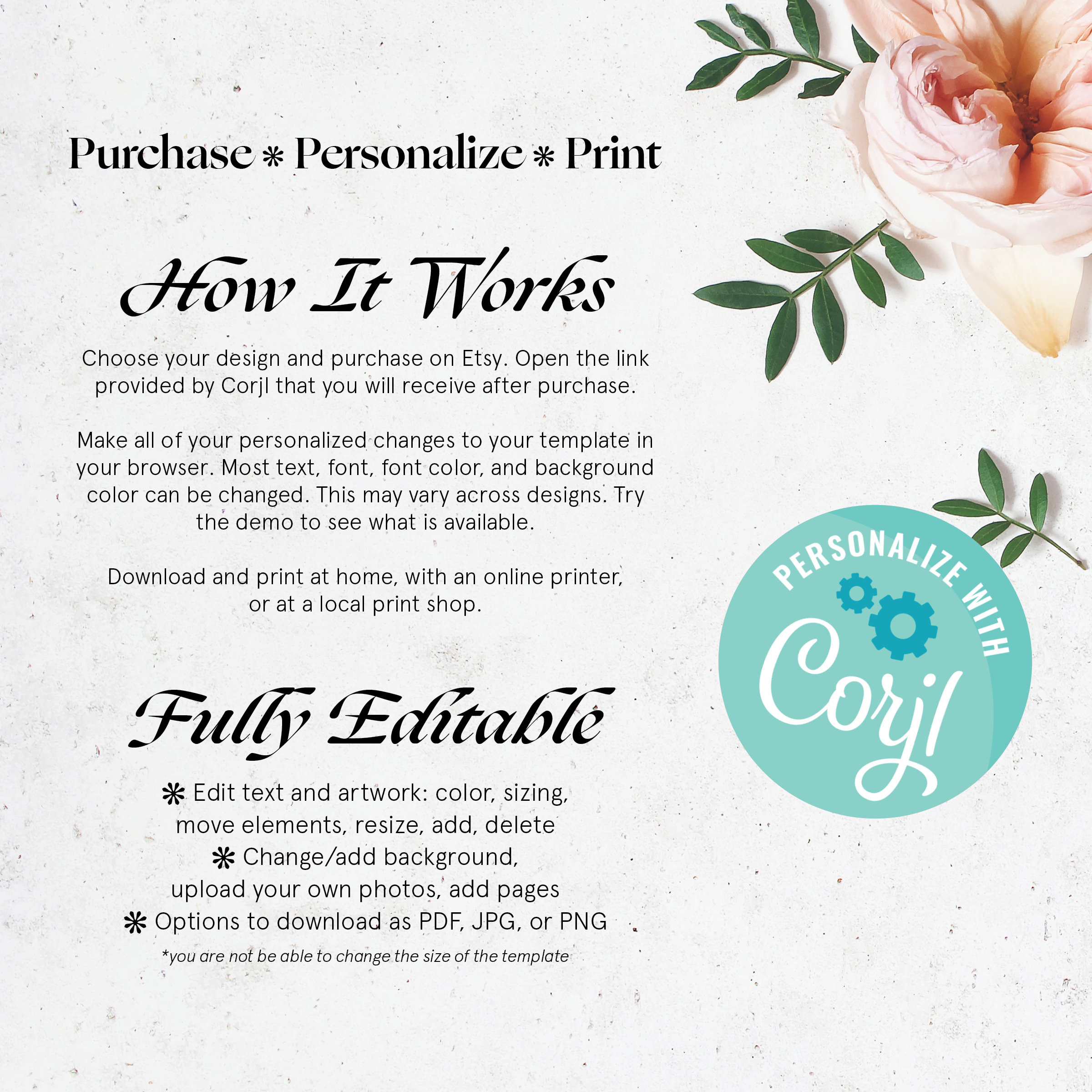 ROSE Minimal Save the Date Invitation Template, Elegant