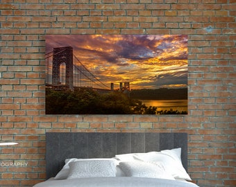 New York City Photograph George Washington Bridge Photo Print GWB Color Canvas Metallic Print Livingroom Office Bedroom Wall Art Poster