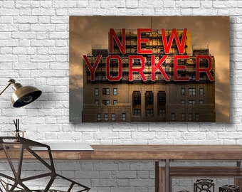 New Yorker Hotel Sign Wall Art Print, New York Photography Decor, Office or Apartment Gift for Men and Women