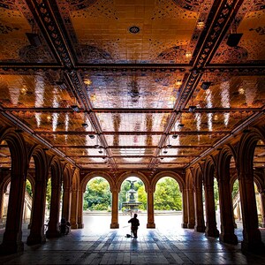 Bethesda Terrace Musician in Central Park Wall Decor, New York Photography, Angel Fountain Art, Canvas Photo, Metallic or Glossy Paper