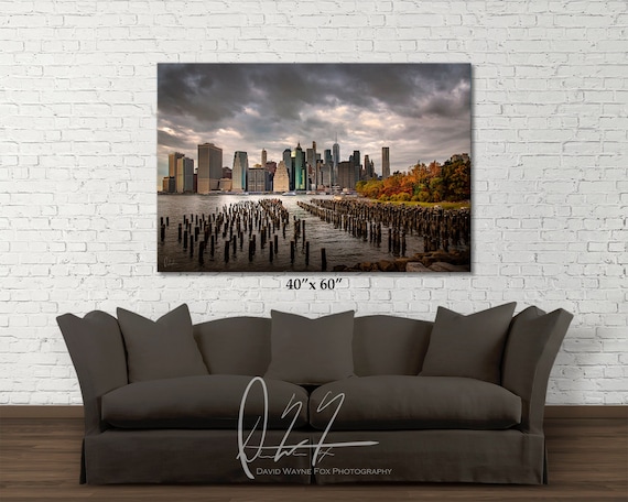 Skyline of NYC From Old Pier One at Brooklyn Bridge Park Art Print