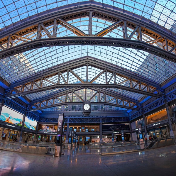 Train Hall Print, Moynihan Station Interior, New York City Wall Art, NYC Photography, Canvas Wall Decor, Metallic Paper Print