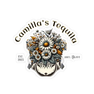 Floral Tequila Kiss-Cut Stickers - Custom Alcohol Decal for Water Bottle, Laptop, Party Gift, Vinyl Decal, Tequila Sticker