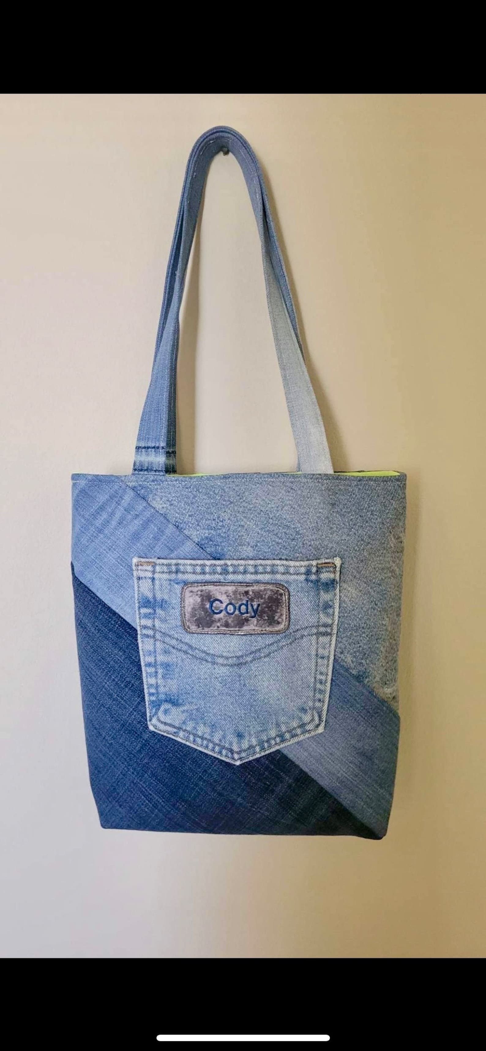 Multicolored Denim Shoulder Handbag, Recycled Denim Bag, Upcycled Jeans ...