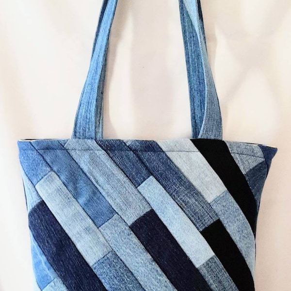 Mehrfarbige Jeans-Schulter-Handtasche, recycelte Jeans-Tasche, upcycled Jeans-Tasche, Schulter-Handtasche, Geldbörse, Jean-Geldbörse, Jean-Handtasche