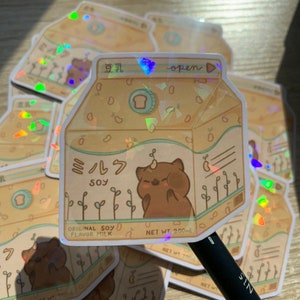 Soy milk capybara holographic waterproof sticker