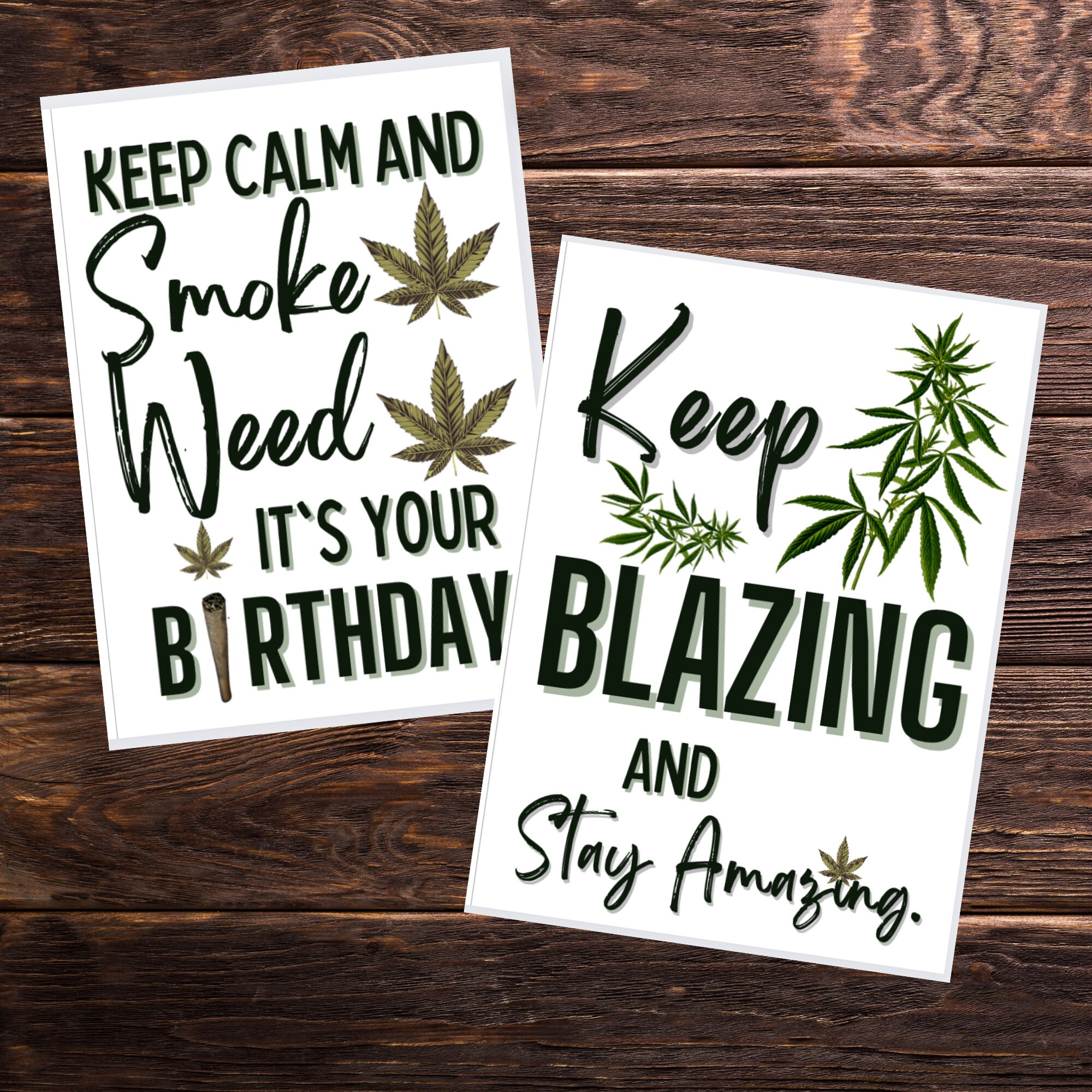 Glowing Smoke Hash Leaf Birthday Art Sealed Greeting Card Plus Envelope