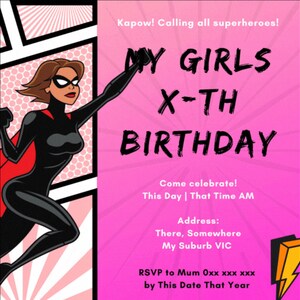 Personalised Superhero Birthday Invite