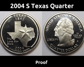 2004 S Texas Quarter - brilliant proof finish Washington state quarter