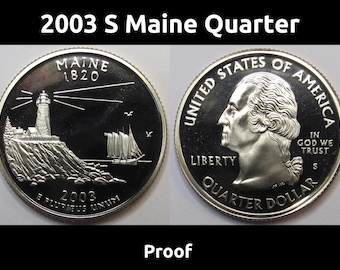 2003 S Maine Quarter - brilliant proof San Francisco mintmark Washington state quarter