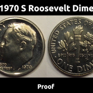 1970 S Roosevelt Dime - vintage S mintmark proof dime