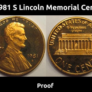 1981 S Lincoln Memorial Cent - vintage San Francisco mintmark proof coin
