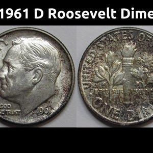 1961 D Roosevelt Dime - antique album toned uncirculated American dime