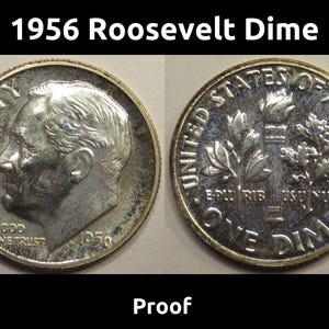 1956 Roosevelt Dime - vintage American silver proof dime