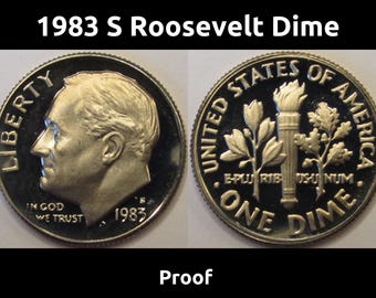 1983 S Roosevelt Dime - beautiful vintage American proof coin