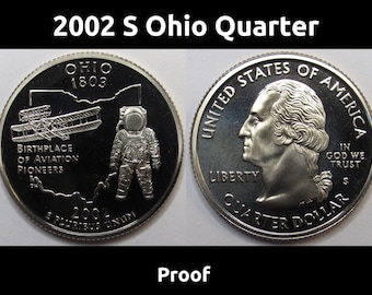 2002 S Ohio Quarter - brilliant proof finish American state quarter