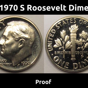 1970 S Roosevelt Dime - vintage proof American dime coin
