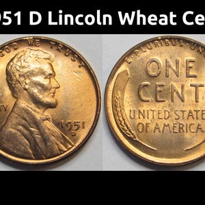 1951 D Lincoln Wheat Cent - antique Denver mintmark American wheat penny coin