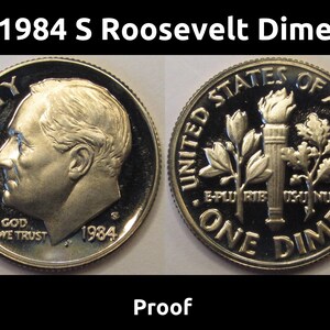 1984 S Roosevelt Dime - vintage beautiful American proof coin