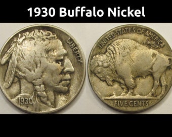 1930 Buffalo Nickel - full horn Great Depression era antique coin