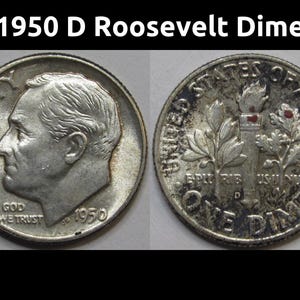 1950 D Roosevelt Dime - antique toned uncirculated silver dime