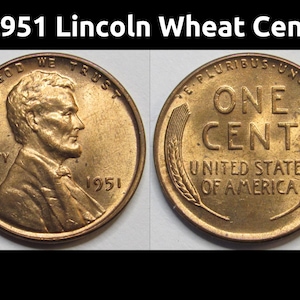 1951 Lincoln Wheat Cent - antique American uncirculated wheat penny