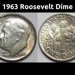1963 Roosevelt Dime - toned uncirculated American silver dime