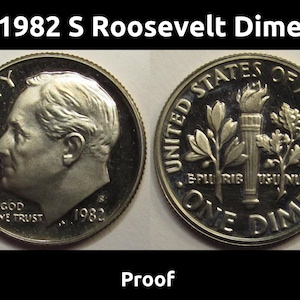 1982 S Roosevelt Dime - vintage San Francisco mintmark American proof dime