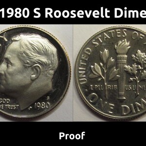 1980 S Roosevelt Dime - vintage S mintmark eighties proof coin