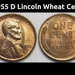 1955 D Lincoln Wheat Cent - antique Denver mintmark uncirculated American wheat penny