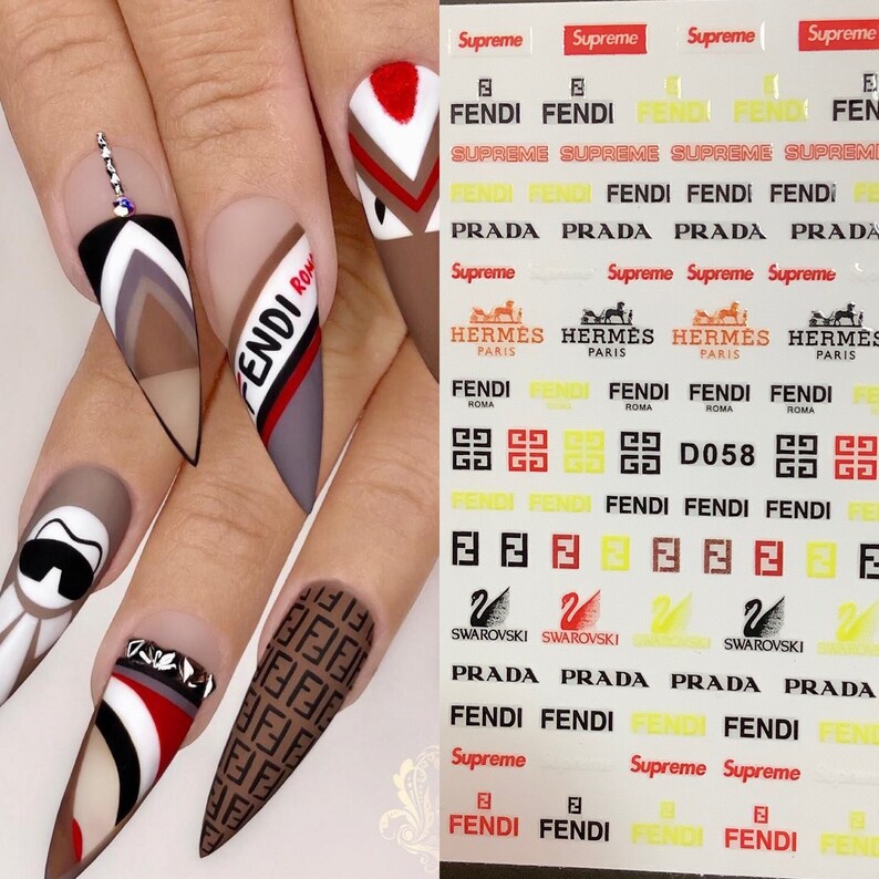 Gucci nail art Sticker 1 Sheets acrylic Nails luxury design Etsy