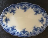 Antique Flow blue Platter, Vintage Platter, Transferware, Serving Platter. Staffordshire,
