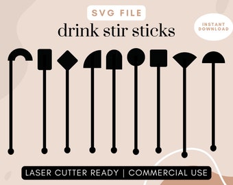 Drink Stirrers svg, Cocktail Drink Stir Sticks, Swizzle Stir Sticks, Laser SVG Files, Glowforge SVG File, Laser Cutter svg