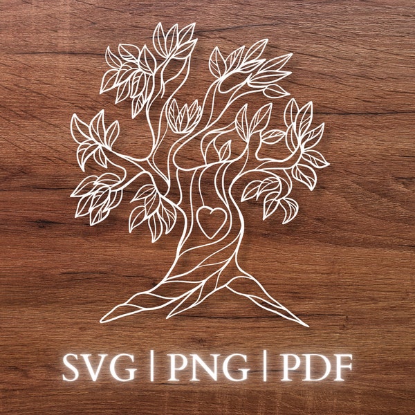 Tree Heart SVG PNG for Cricut and Silhouette, Carved Heart Tree svg png pdf, Valentine's Day Svg, Engraved Initials SVG, Anniversary svg