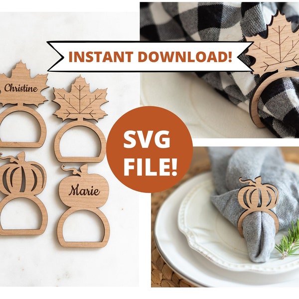 Napkin Ring SVG, Thanksgiving Napkin Ring svg, Napkin Holder svg, Glowforge SVG File, Table Setting svg, Pumpkin SVG, Fall svg napkin