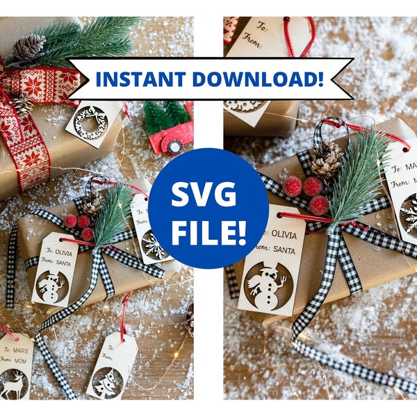 Christmas Gift Tag SVG, Christmas svg, Present Tag svg, Glowforge SVG File, Present Tag svg, Holiday SVG, Christmas gift svg, holiday svg