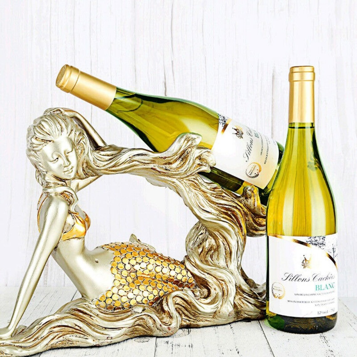 Beautifully designed mermaid wine bottle holder. resin Etsy