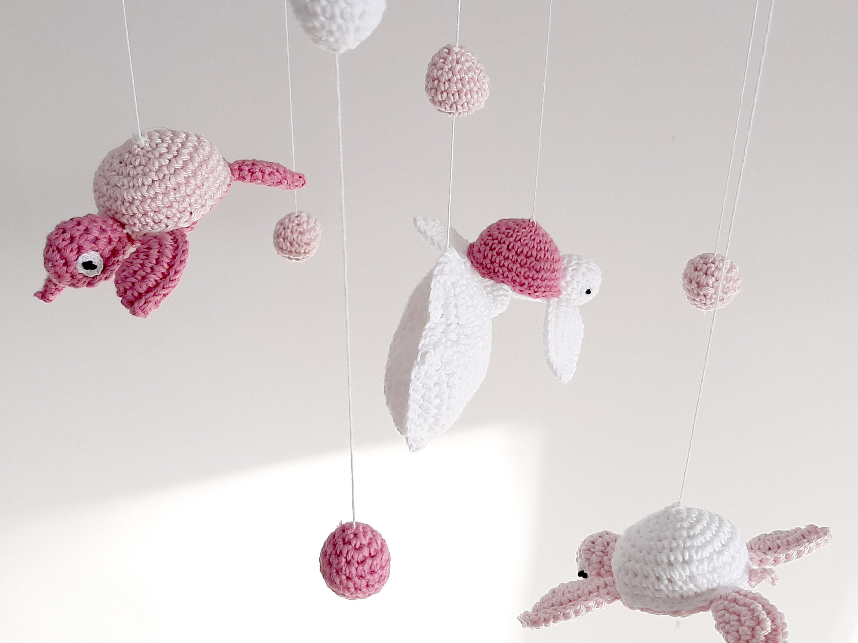 Baby Mobiles For Girl Pink Nursery Design Knitted Cot Decor Etsy