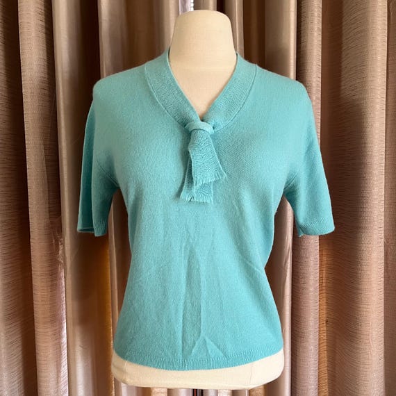 Aqua 1950s or 1960s Sweater Girl Sailor Top