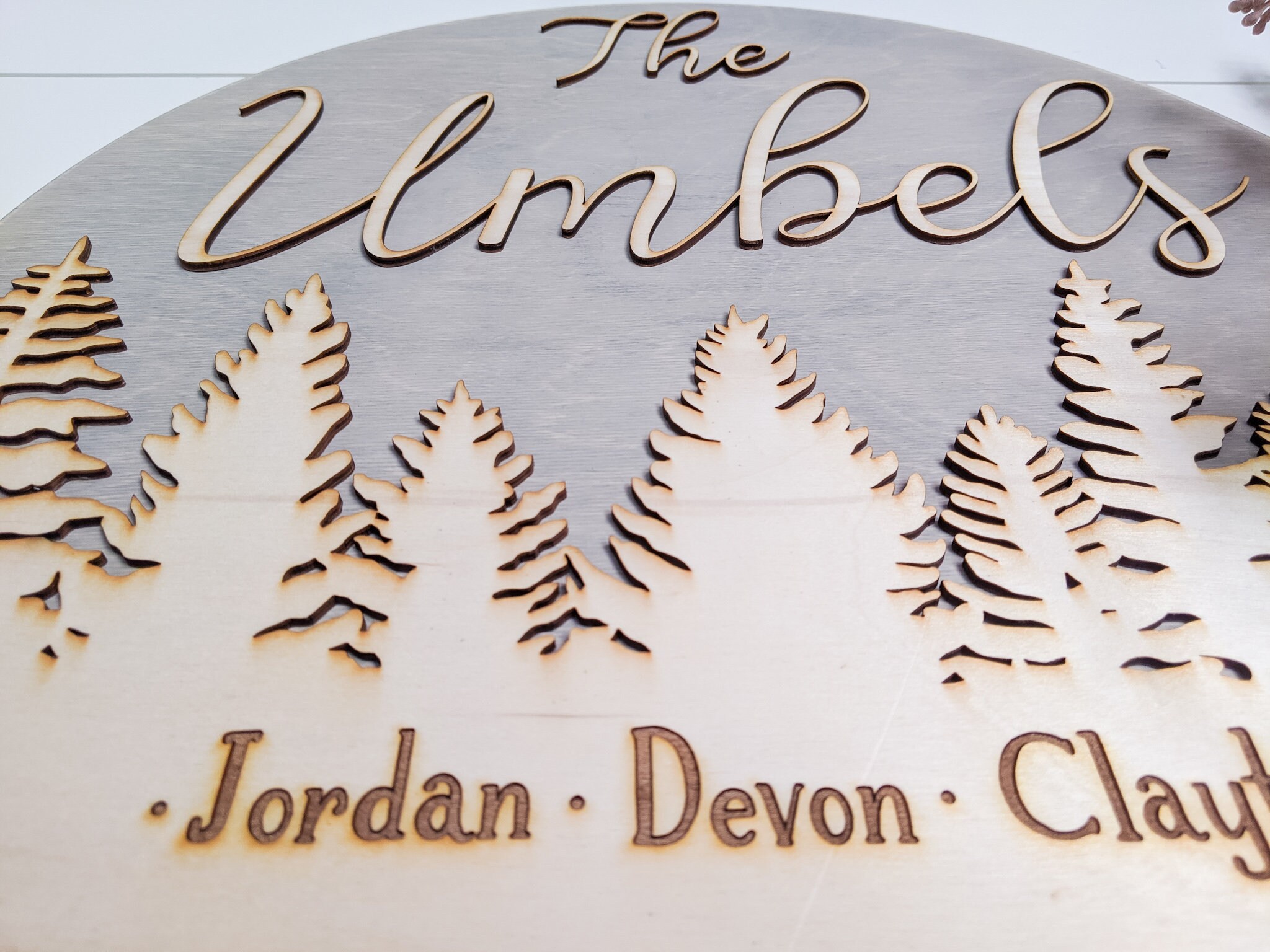 Custom Family Name Pine Tree Sign Etsy