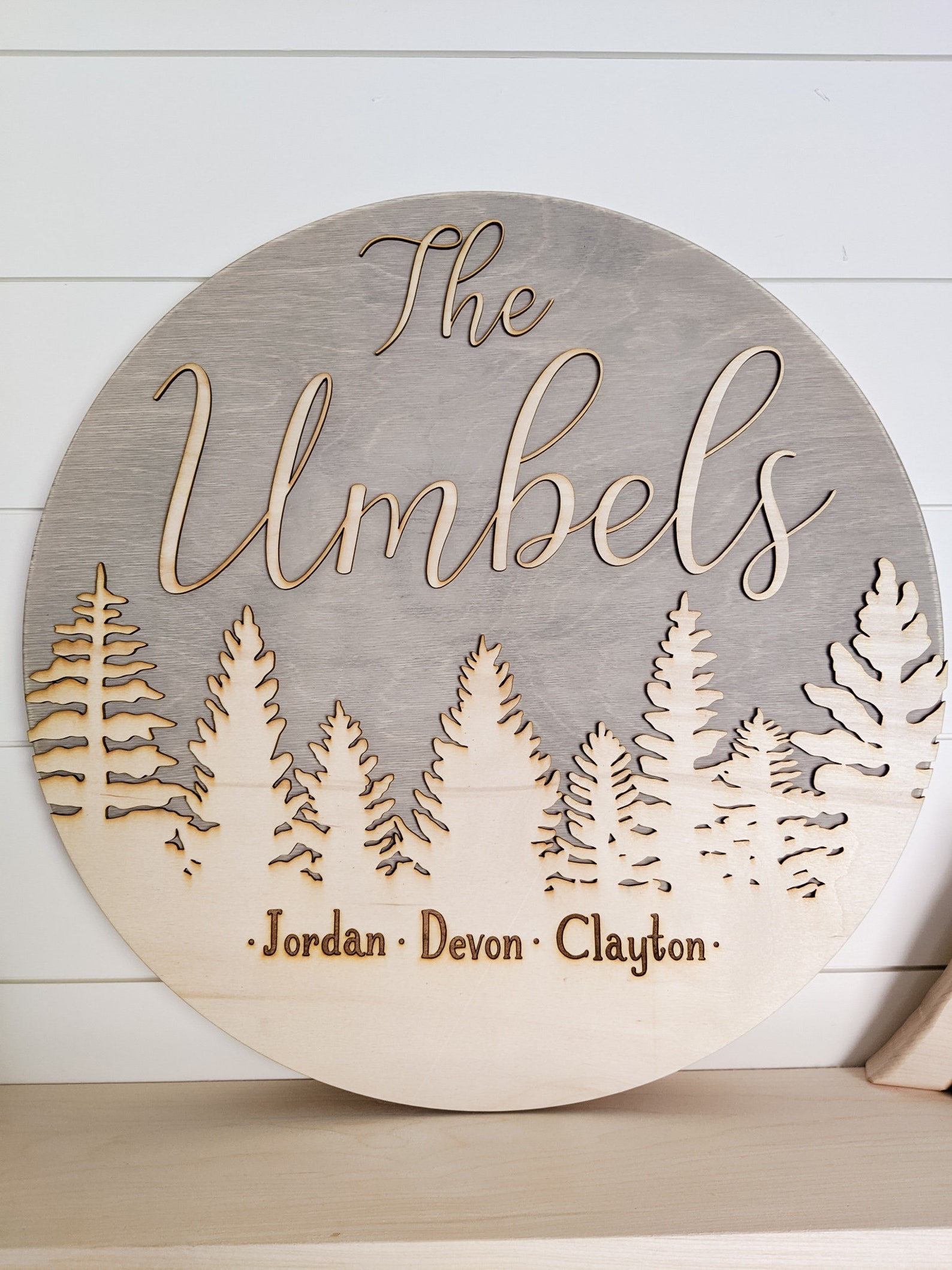 Custom Family Name Pine Tree Sign Etsy