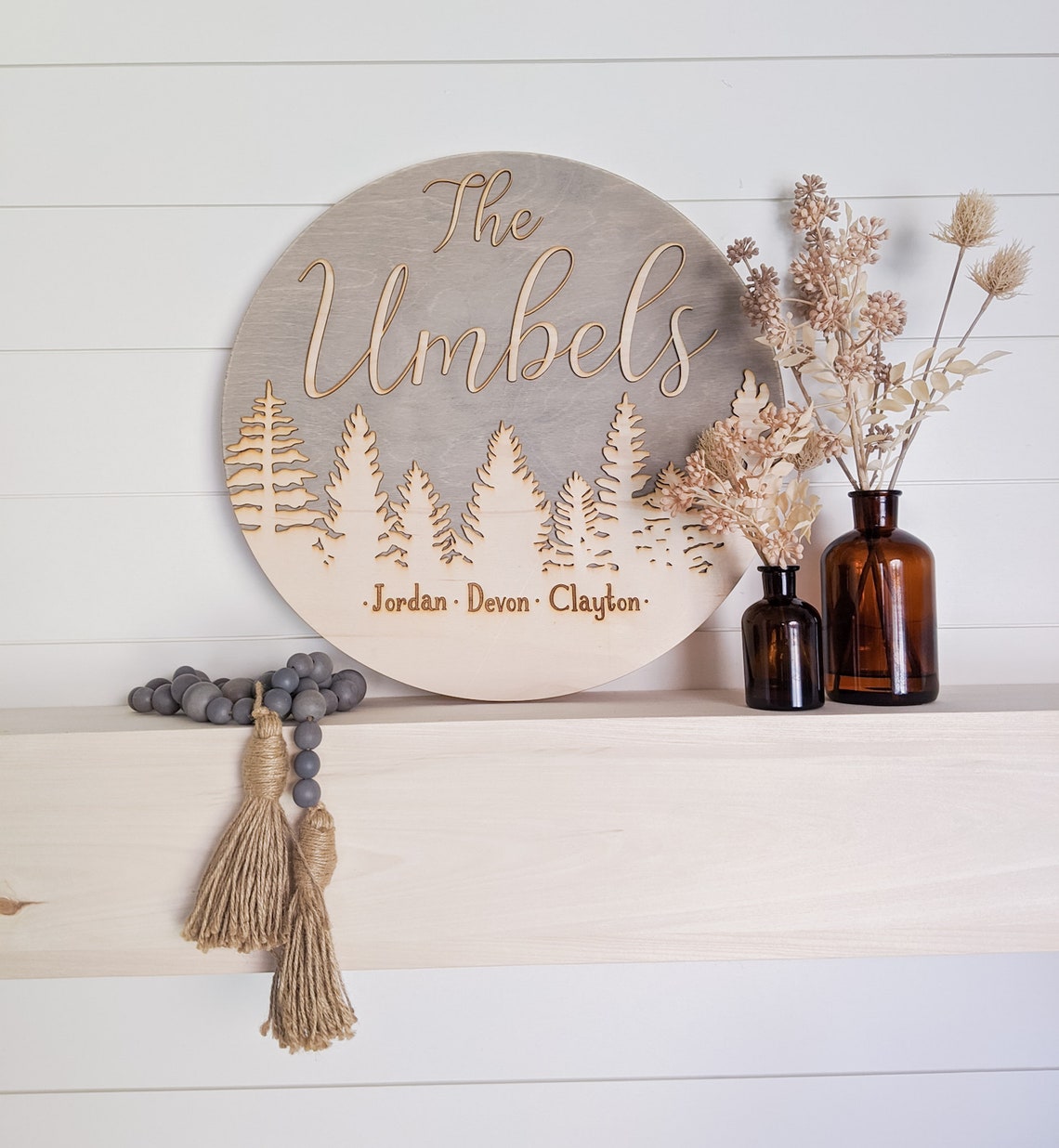 Custom Family Name Pine Tree Sign Etsy