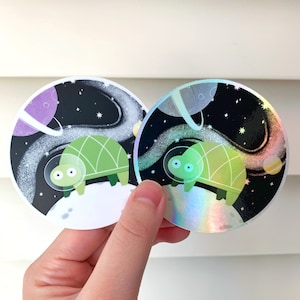 Weltraum-Schildkröte Vinyl / holographisch wasserdichte Aufkleber
