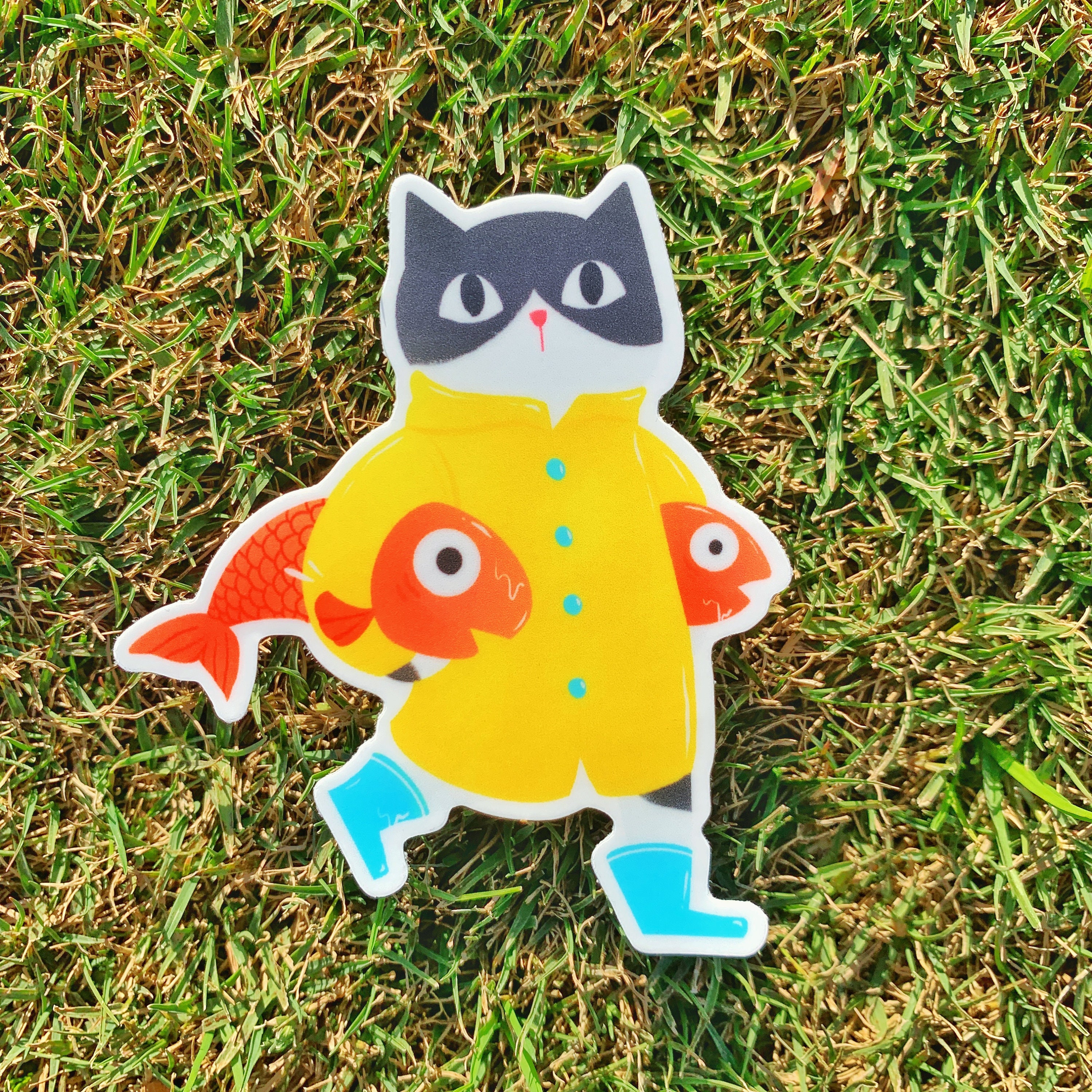 Raincoat Cat Waterproof Vinyl Sticker - Etsy