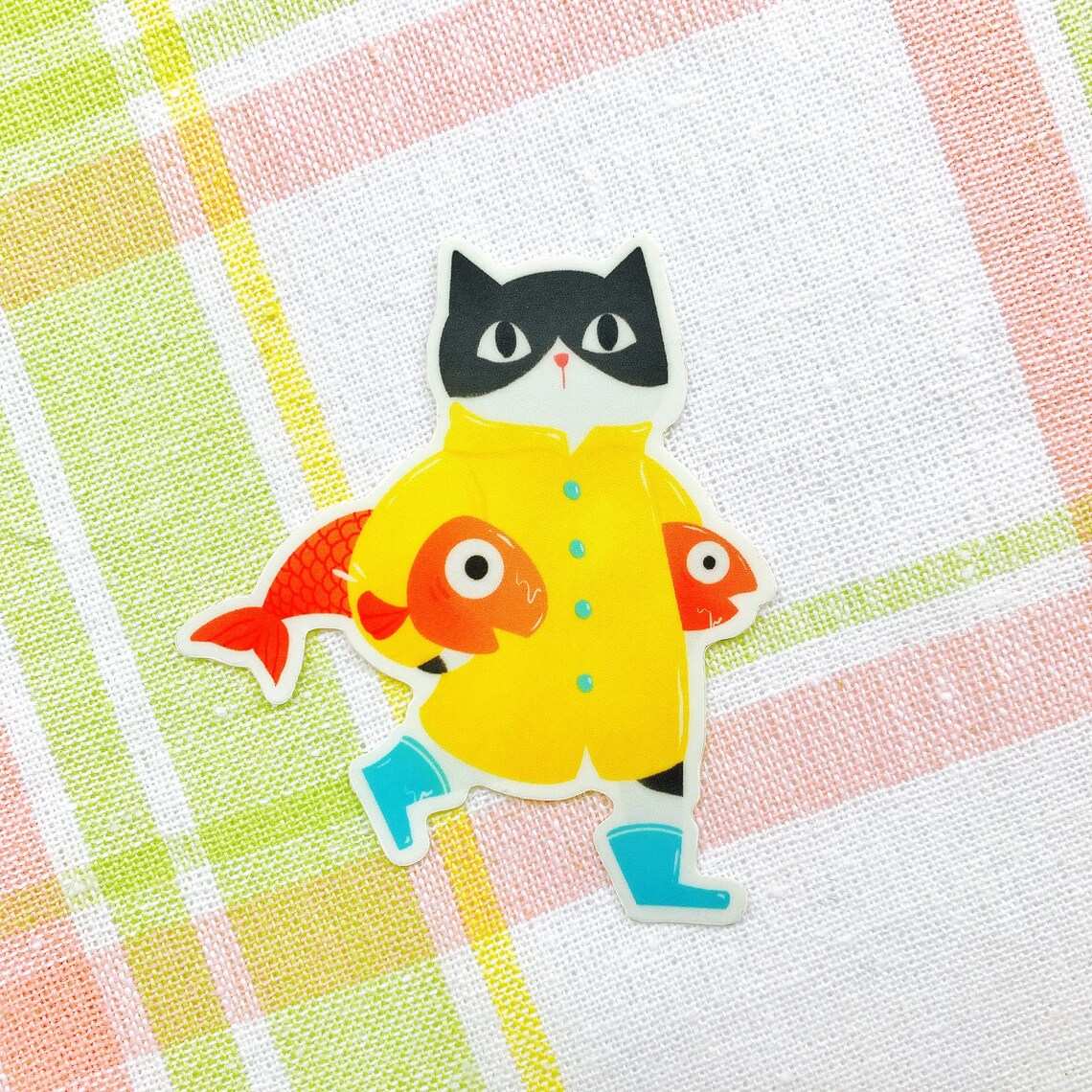 Raincoat Cat Waterproof Vinyl Sticker - Etsy