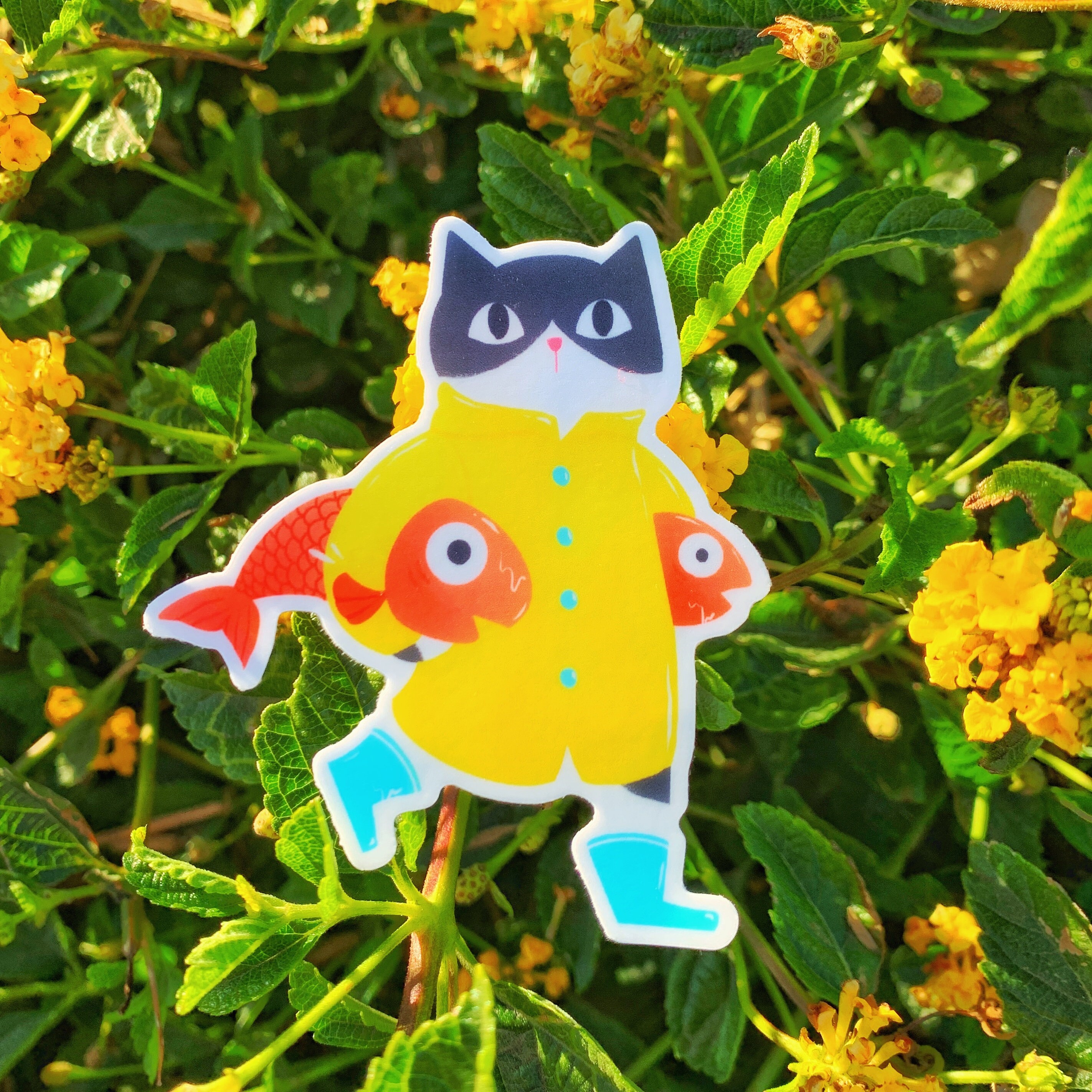 Raincoat Cat Waterproof Vinyl Sticker - Etsy